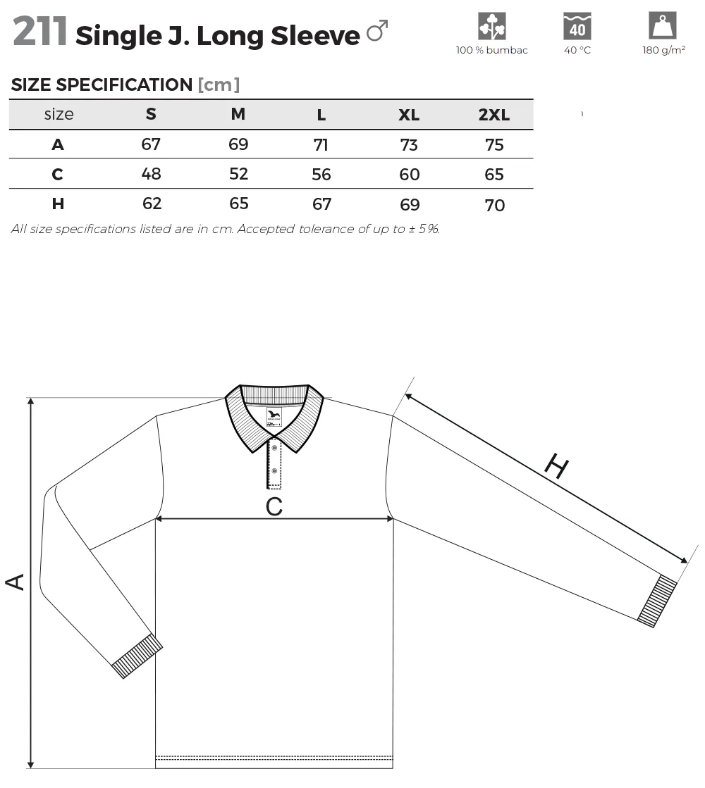Bluza Polo Barbati Single J. LS 211 pentru brodat