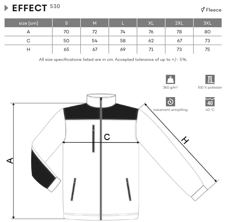 Jacheta Polar Unisex Effect 530 pentru brodat